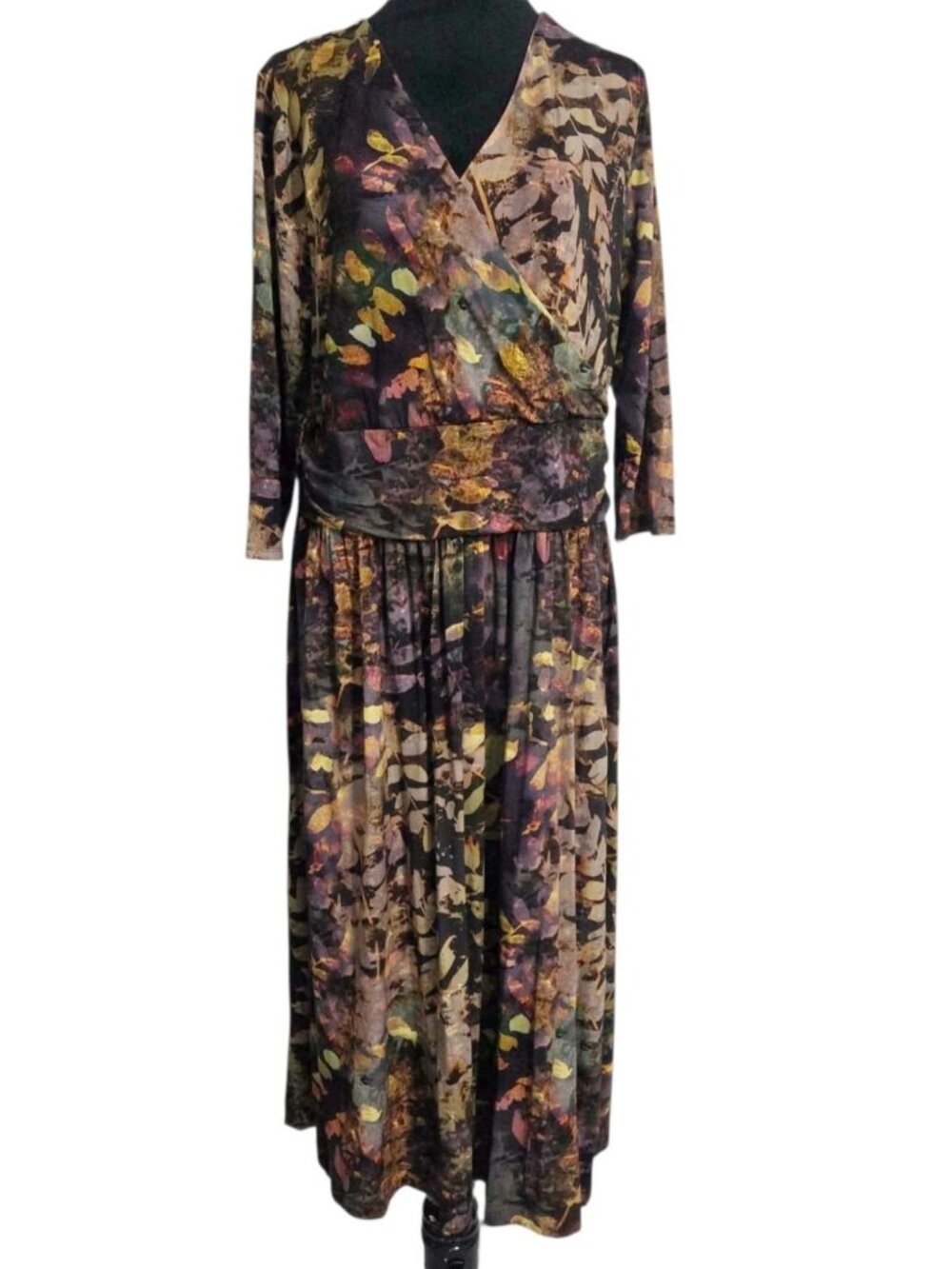 Soft Surroundings Size XL  Dress Long Seleve Fayx Wrap Fall Winter Holidays